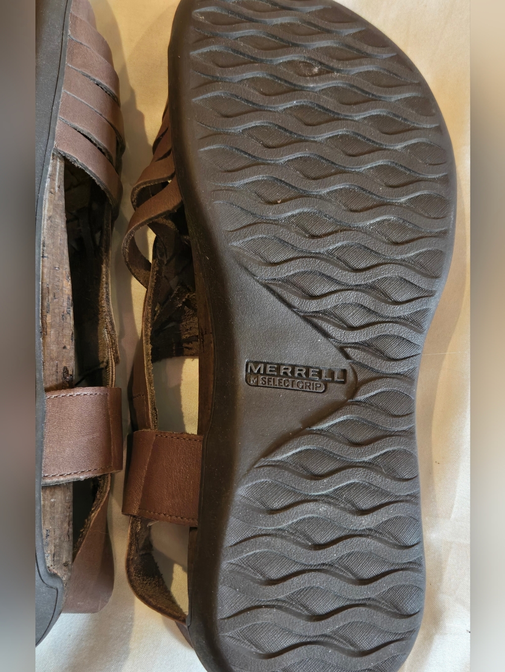 Merrell Brown Woven Leather Women's Sandals - Picture 3 of 5